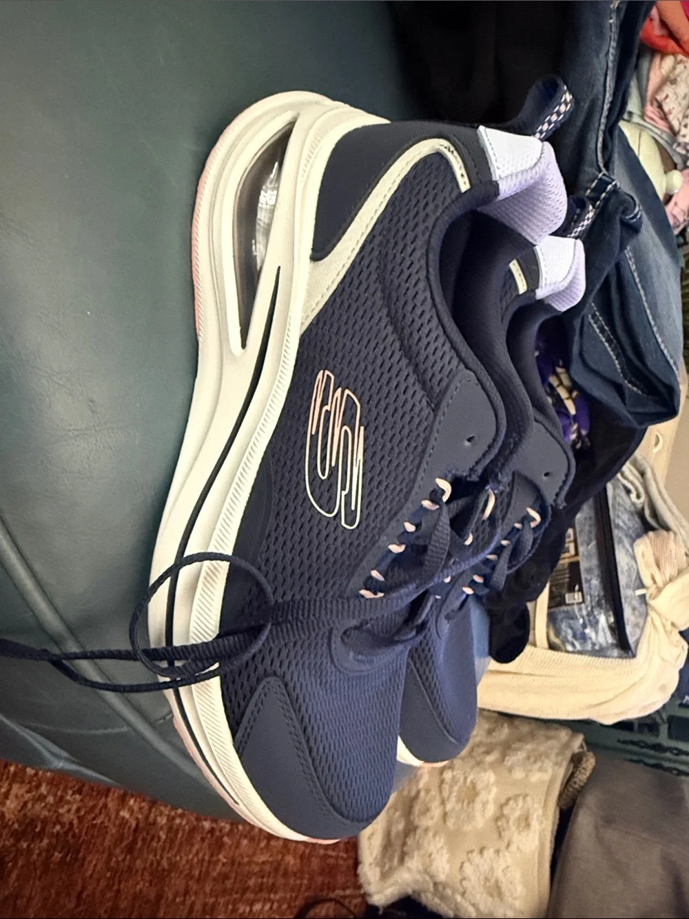 Skechers Navy Women's Athletic Sneakers - Picture 1 of 7